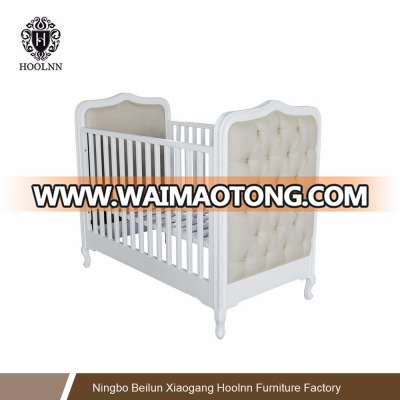 HL049 Royal Luxury Wooden Baby Crib/ Europe French Style Wooden Single Baby Cot Bed