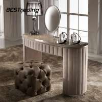 Modern dressing table with mirror and stool