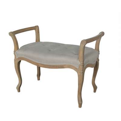 French Furniture Natural Linen Ottoman Bed End Stools