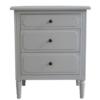 White Bedside Table-3 Drawer French style HL296