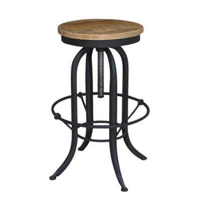 French Style Vintage Wooden Metal Bar Stool