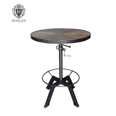 HL383 Adjustable Round Outdoor French Antique Industrial Vintage Furniture Bar Table